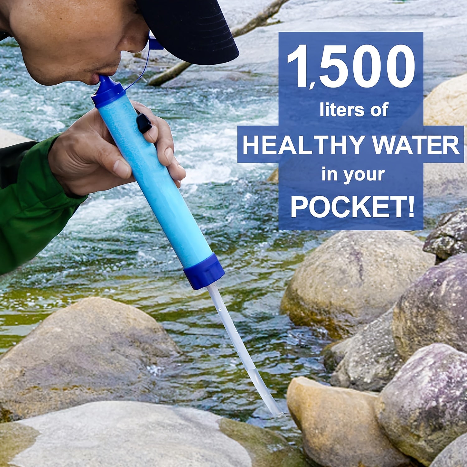 Survival Water Filter Straw Portable – Durable ABS Purifier for Camping, Hiking, Wilderness & Emergency Preparedness | 1, 2, 4 & 6-Pack Outdoor Survival Gear