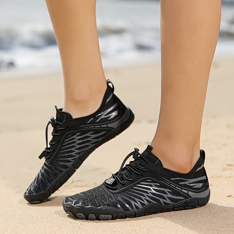 Quick-Dry Water Shoes for Women & Men – Lightweight Non-Slip Aqua Shoes for Beach Swimming Yoga Wading Kayaking, Soft Slip-On Athletic Footwear, Pink Black White, Sizes US 6-10.5