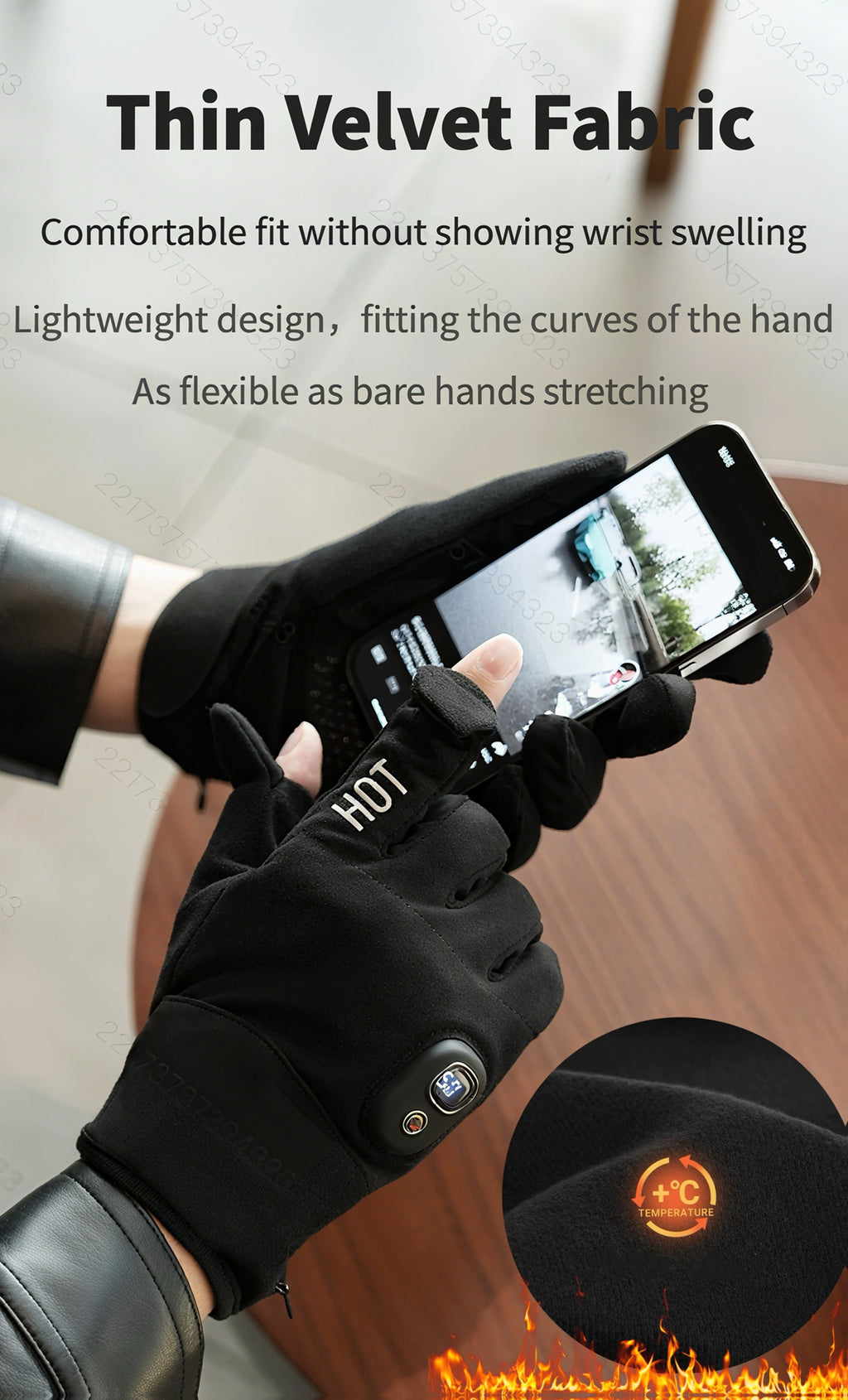 Electric Heated Gloves 3000mAh Rechargeable Hand Warmer Gloves Detachable Fingers 3 Heat Settings Washable Battery Heated Gloves for Cycling Gaming Outdoor Winter Men Women