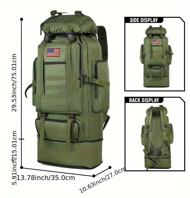 100L Tactical Camouflage Backpack – Large Capacity Hiking Rucksack with Multiple Compartments, Ergonomic Straps for Camping, Trekking, Hunting & Travel