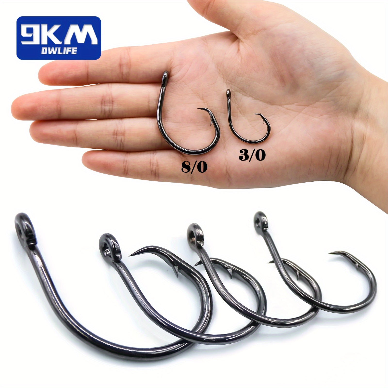 Circle Hooks for Fishing 50 Pack – High Carbon Steel Wide Gap Non-Offset Bait Hooks for Catfish, Bass, Salmon, Trout, Saltwater & Freshwater, Sizes 1# to 6/0#, Catch & Release Friendly
