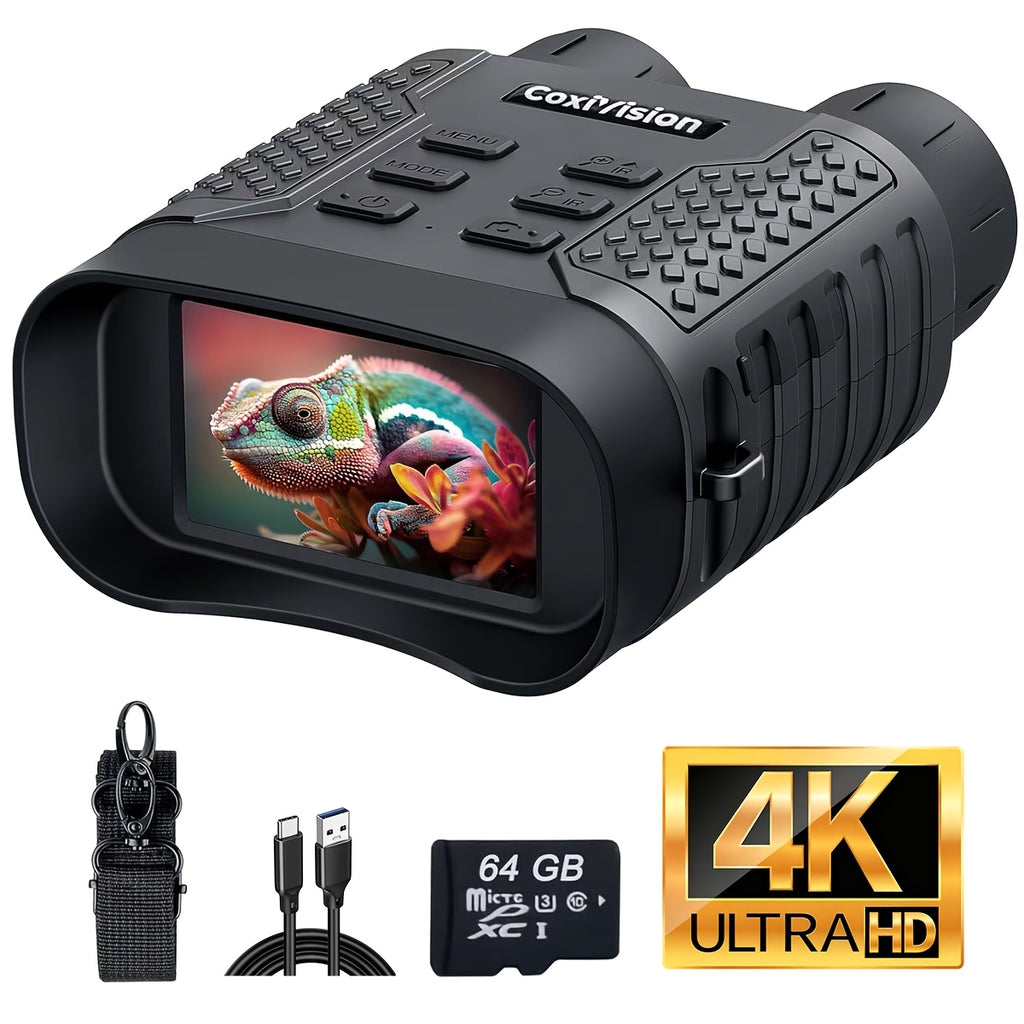 4K Night Vision Goggles for Adults – 3.1" Large Screen, 4400mAh Rechargeable Battery, 48MP Photo & 4K Video, Infrared Night Vision for Hunting, Security, Camping & Wildlife Watching