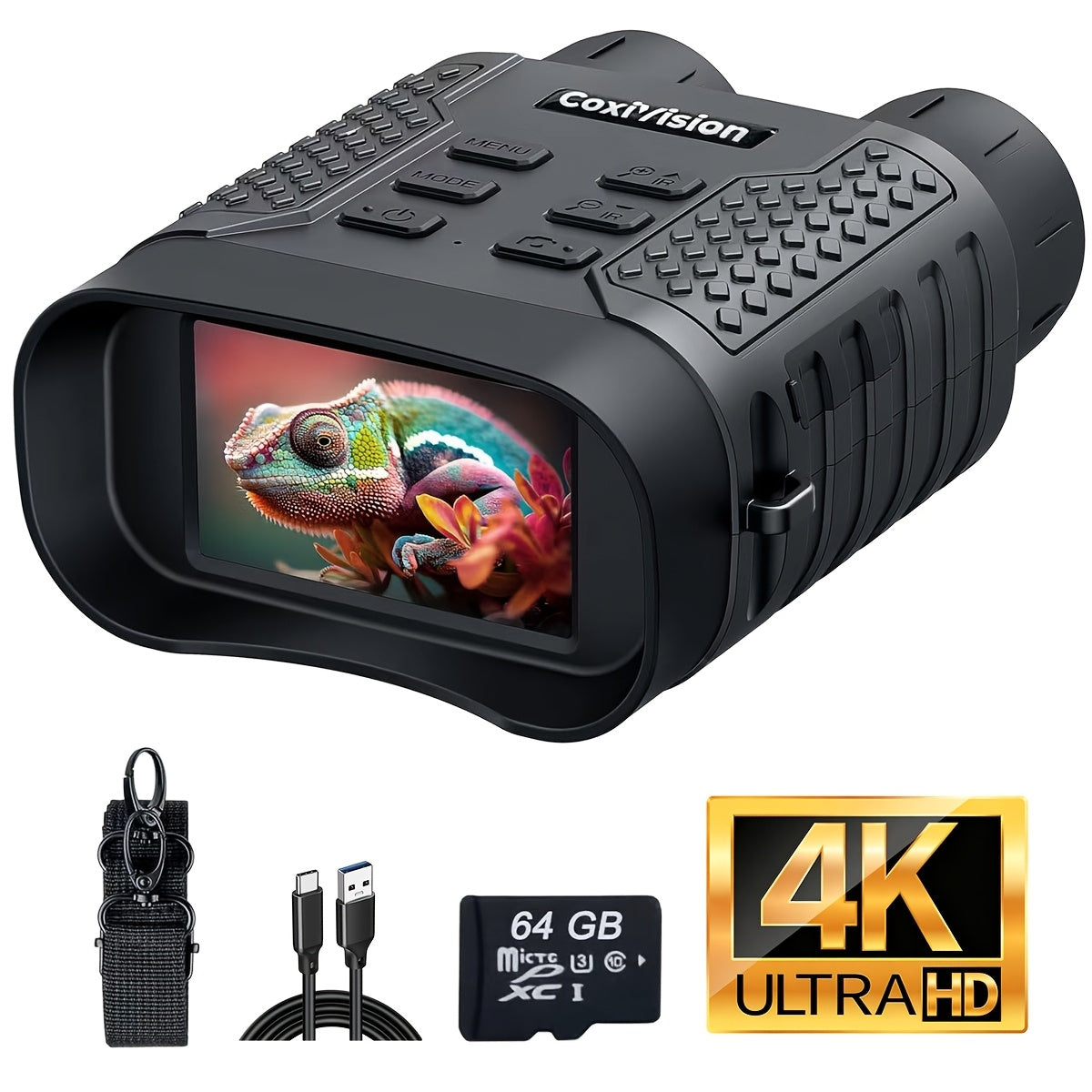 4K Night Vision Goggles for Adults – 3.1" Large Screen, 4400mAh Rechargeable Battery, 48MP Photo & 4K Video, Infrared Night Vision for Hunting, Security, Camping & Wildlife Watching