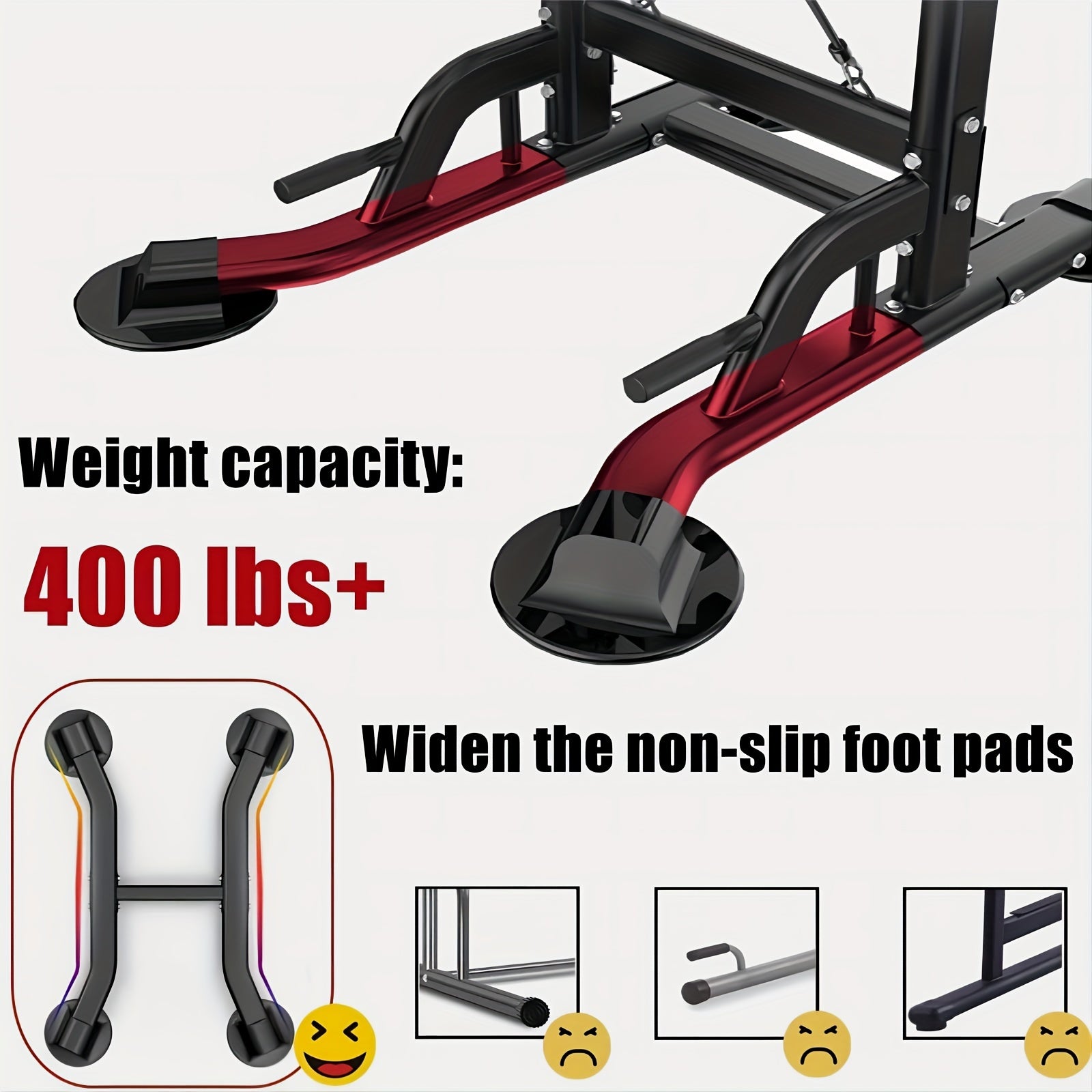 Power Tower Pull Up Bar Stand Adjustable Height 50-90 Inch 330LBS Multi-Function Dip Station Home Gym Strength Training Equipment for Pull Ups Push Ups Dips Knee Raise Men Women