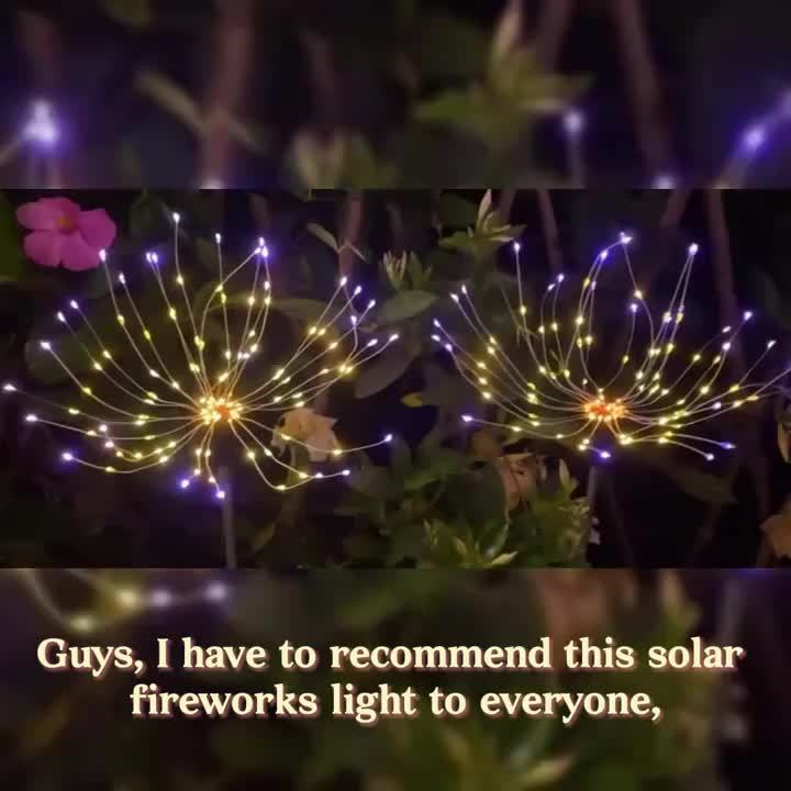 Solar Firework Lights Outdoor 8-Pack – 480 LED, IP65 Waterproof, 8 Lighting Modes, Solar Powered Stake Lights for Garden, Lawn, Pathway & Patio | Christmas, Halloween & Holiday Decor