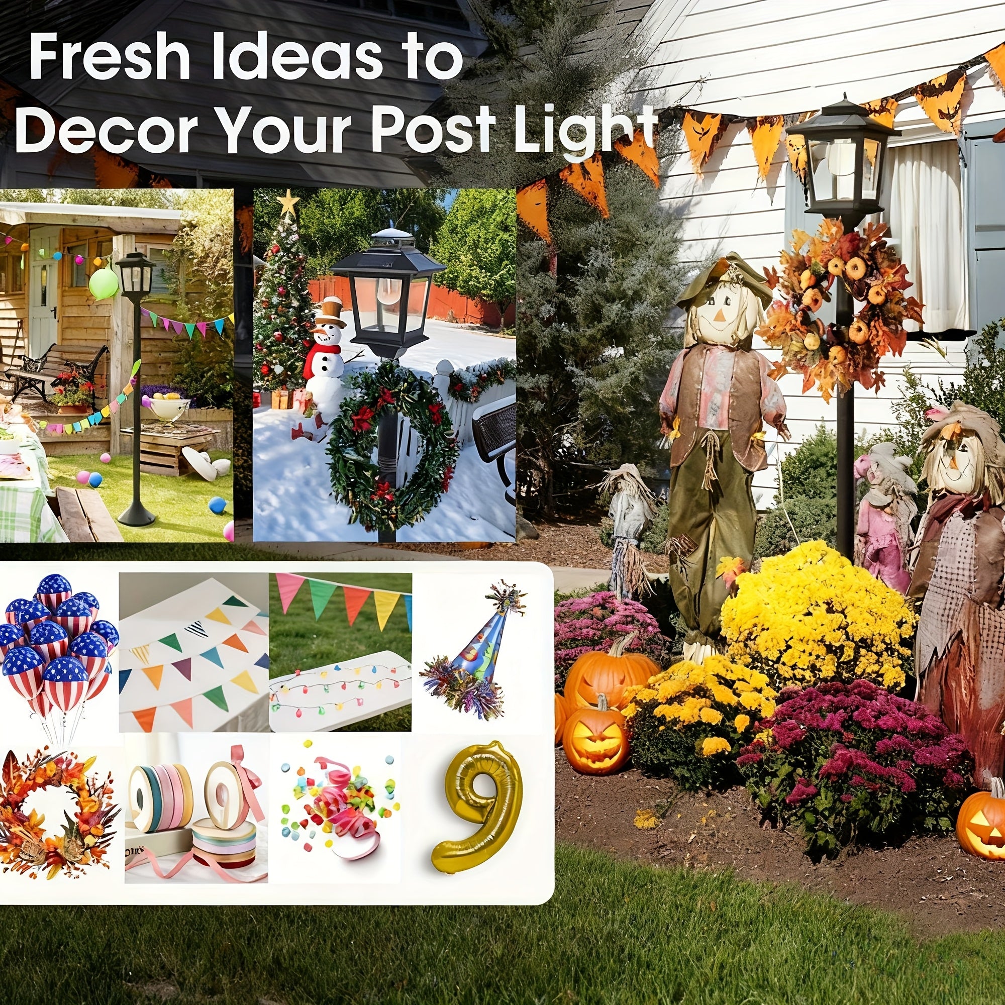 Solar Lamp Post Lights Outdoor 2 Pack 63-Inch – IP44 Waterproof, 1800LM Warm White, Replaceable Bulb, Decorative Pole Lights for Garden, Patio, Pathway, Driveway & Front Door | Christmas Decor