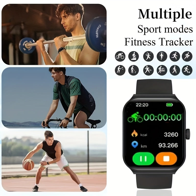 Smart Watch 1.83 Inch Screen Wireless Calling Fitness Tracker Step Counter Heart Rate Monitor Multiple Sports Modes for iPhone Android Men Women