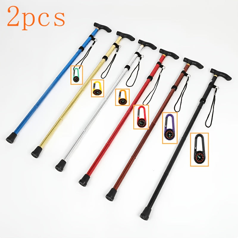 Foldable Hiking Poles 2pcs Adjustable Trekking Poles with Rubber Tips Lightweight Collapsible Walking Sticks for Men Women Outdoor Hiking Camping Trail