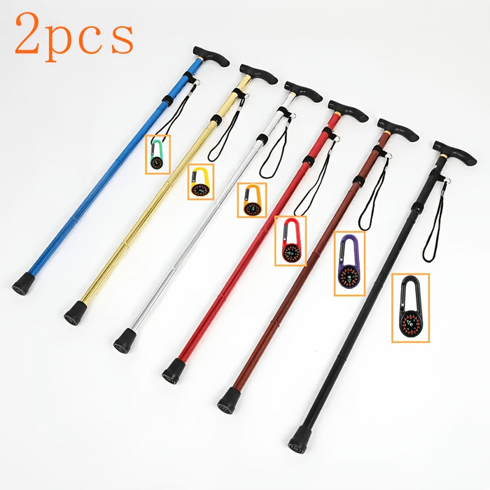 Foldable Hiking Poles 2pcs Adjustable Trekking Poles with Rubber Tips Lightweight Collapsible Walking Sticks for Men Women Outdoor Hiking Camping Trail