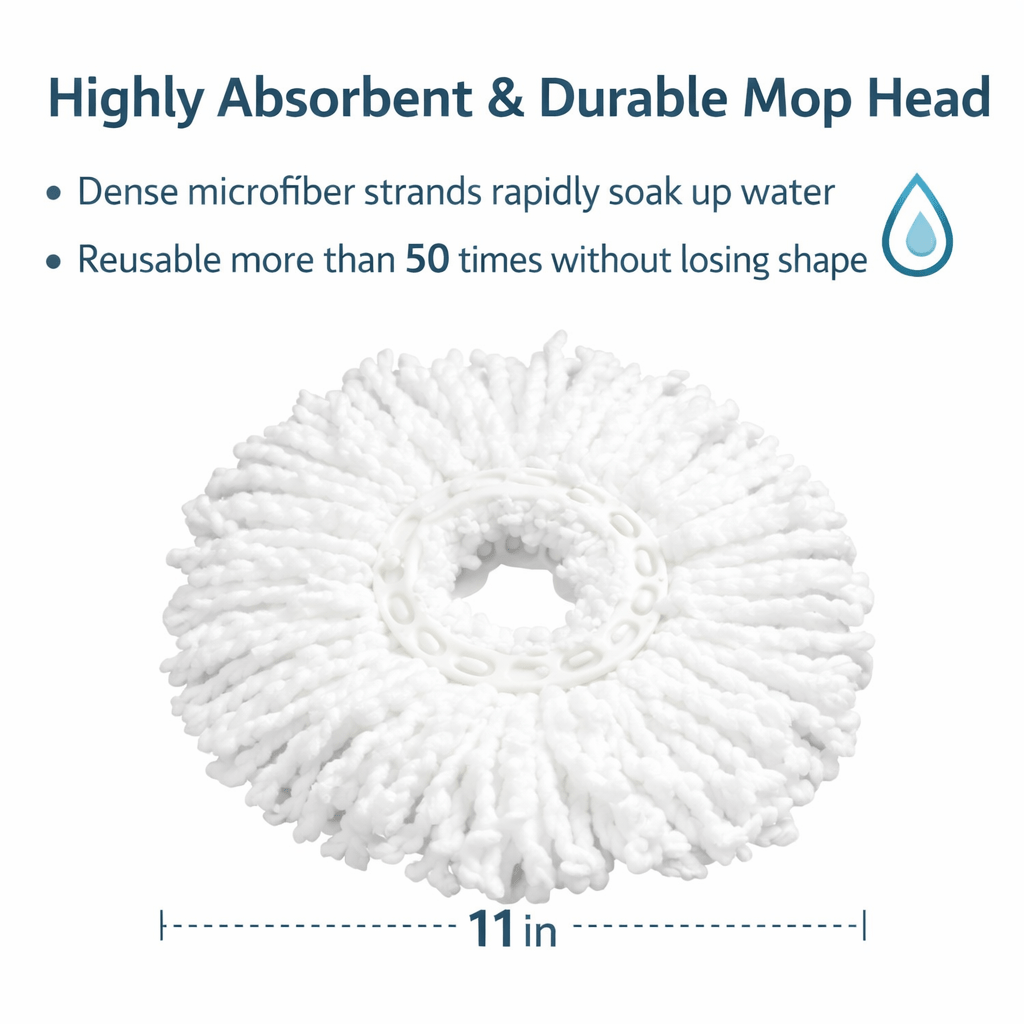 360° Spin Mop and Bucket Set with Wringer - Stainless Steel Handle, Microfiber Refills, Spinning Floor Cleaning System for Hardwood, Tile & Laminate