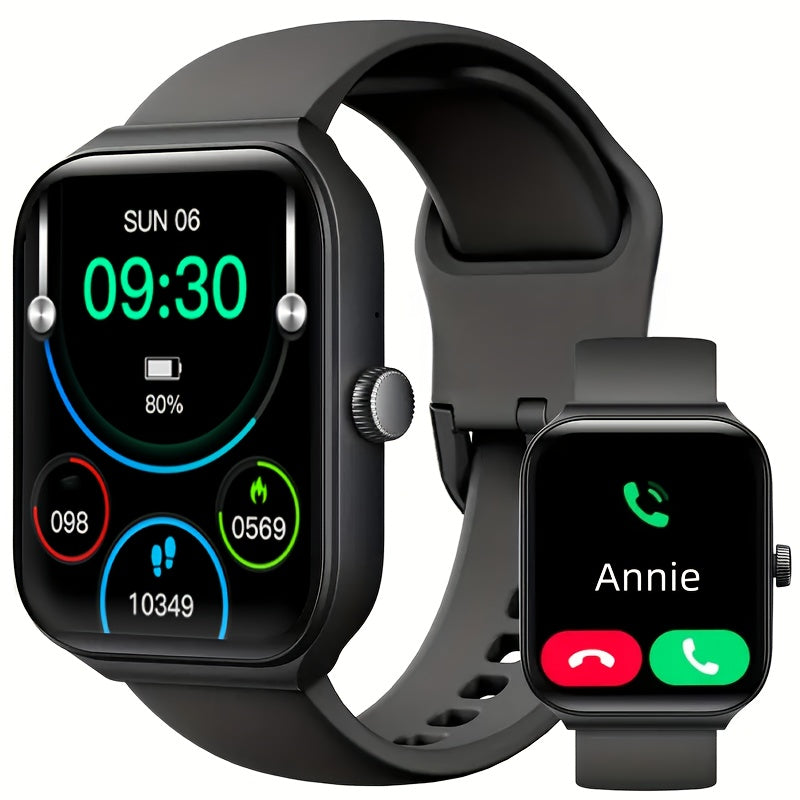 Smart Watch 1.83 Inch Screen Wireless Calling Fitness Tracker Step Counter Heart Rate Monitor Multiple Sports Modes for iPhone Android Men Women