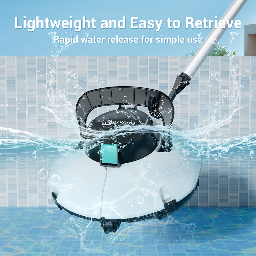 Cordless Robotic Pool Vacuum Cleaner 80-Min Battery – Dual Motor Strong Suction Auto Cleaning for Above Ground Flat Floor Round Oval Rectangular Pools Up to 30ft WINNY 200 SE