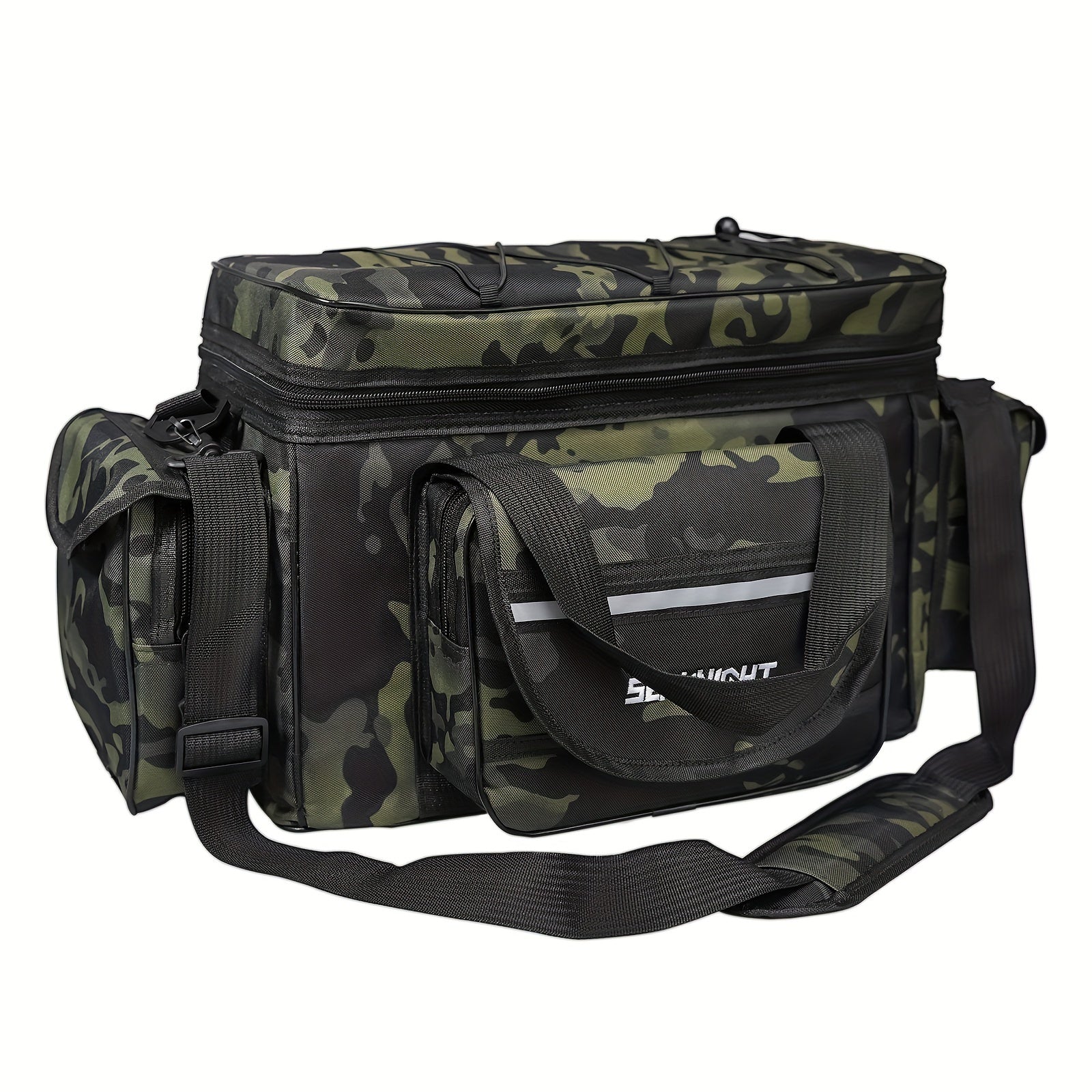 Fishing Tackle Bag Camouflage Durable Nylon Shoulder Carry Fishing Gear Bag for Hiking Travel Lure Storage Organizer