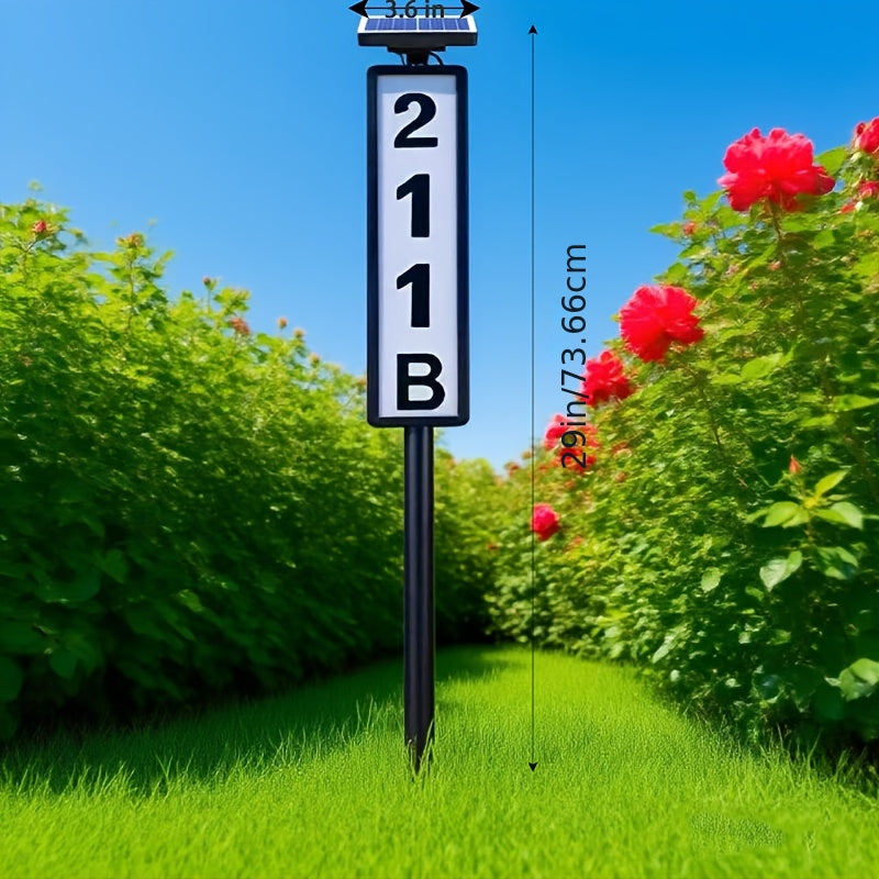 Solar House Number Light Outdoor - Ground Stake Lawn Lamp, No Wiring, Auto Night Lighting, IP44 Waterproof Address Plaque Light for Home, Mailbox, Driveway & Commercial - 1 Pack / 2 Pack