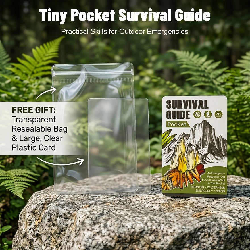 Pocket Survival Guide EDC Kit for Emergency Preparedness, Compact Credit Card Size Survival Card with 67 Skills & 175 Tips for Hiking Camping Disaster First Aid, Father's Day Gift