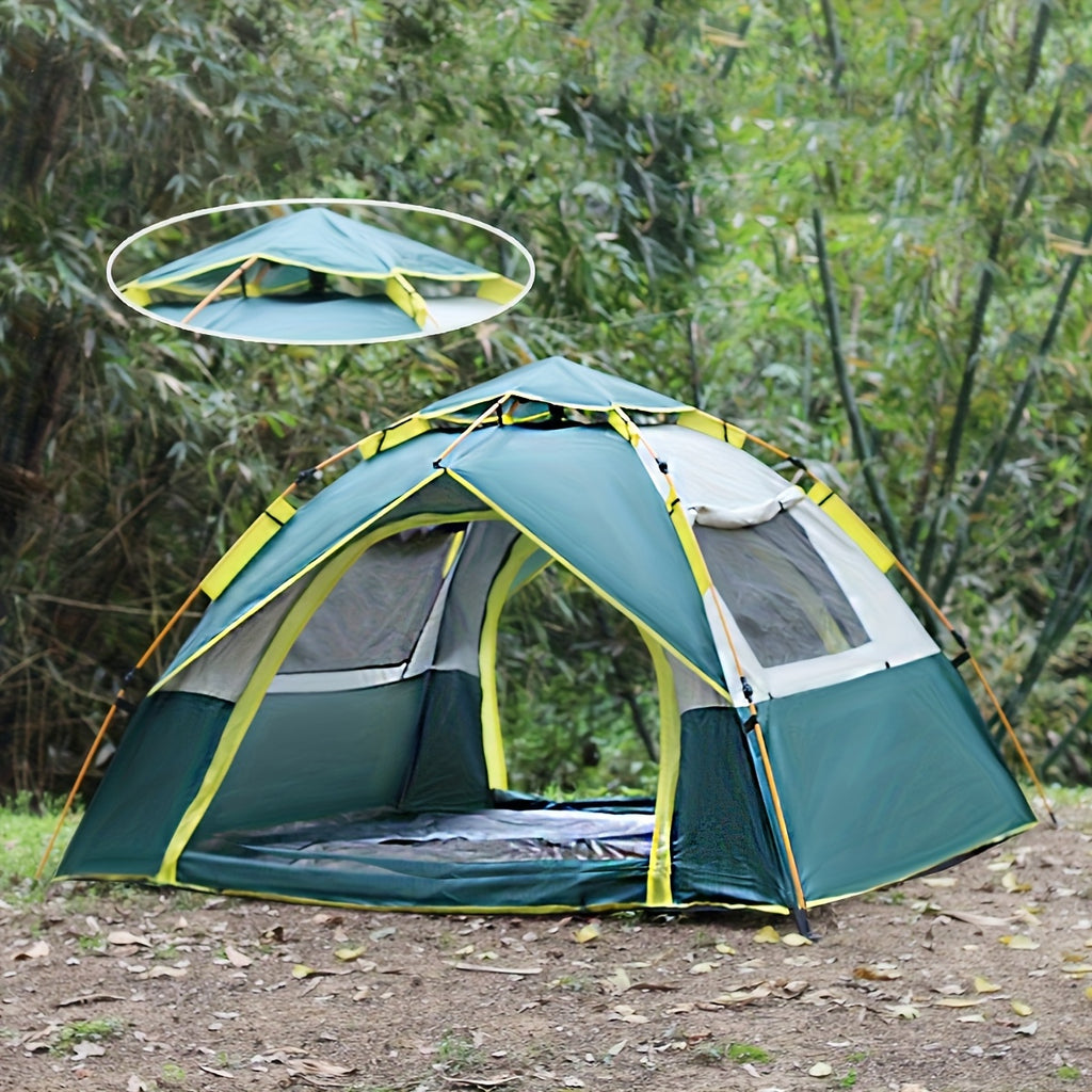 Pop Up Camping Tent 4 Person Automatic Instant Setup UV Protection Insect Net Sunshade Waterproof Family Tent for Beach Park Outdoor Camping Hiking Adventures