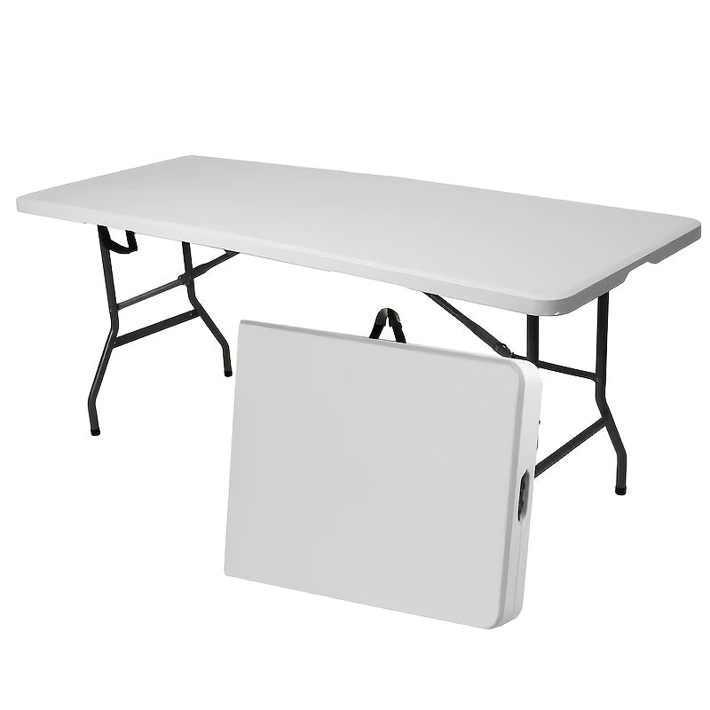 Plastic Folding Picnic Table Portable – Fold-in-Half Design with Carrying Handle & Locking Legs for Indoor & Outdoor Use, Camping, Tailgating & Dining, 2.5FT & 4FT