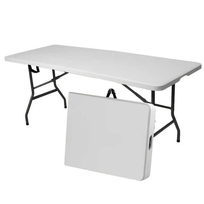 Plastic Folding Picnic Table Portable – Fold-in-Half Design with Carrying Handle & Locking Legs for Indoor & Outdoor Use, Camping, Tailgating & Dining, 2.5FT & 4FT