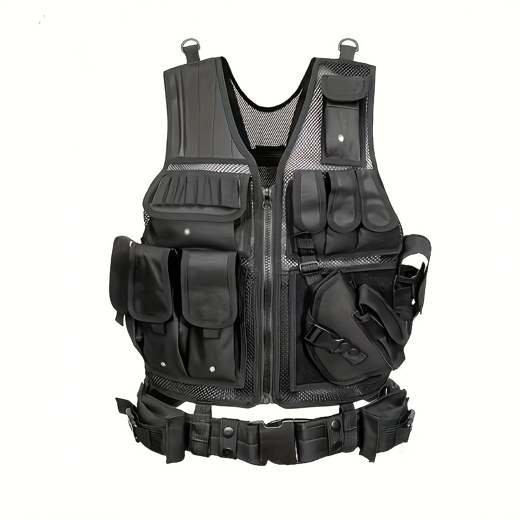 Quick Release Multi-Functional Breathable Outdoor Vest – Camping Hiking Fishing Training Black Khaki Military Green