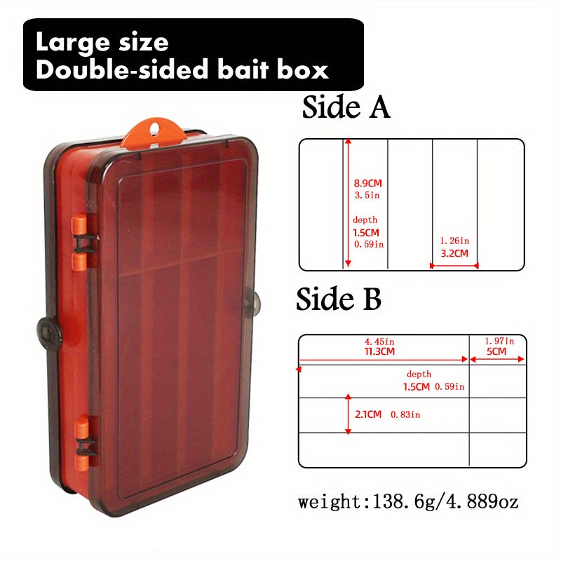 Fishing Tackle Box Two-Sided Storage Portable - Multi-Functional Lure Organizer for Bass Trout Freshwater Saltwater Fishing, Large & Extra Large Sizes, Orange Red Yellow Blue Black White