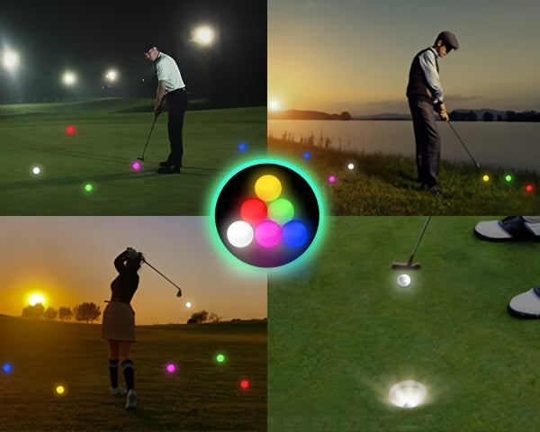 Glow in the Dark LED Golf Balls 6-Pack Night Golf - Light Up Impact-Activated Golf Balls 8-Min Glow 40hr Battery 6 Colors for Night Practice, Backyard Games, Nighttime Golf & Unique Golf Gifts