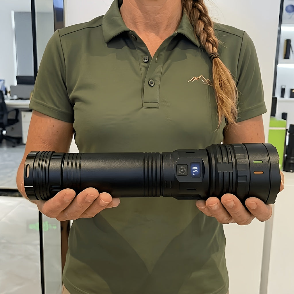 Tactical LED Flashlight 1500 Lumens Adjustable Zoom 200M Beam 4 Modes – Bright Handheld Torch for Camping, Hunting, Hiking, Farm Inspection & Emergency