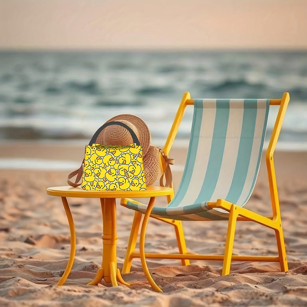 Yellow Duck Insulated Lunch Bag Cooler Tote 11x6.3x6.7 In – Cute Duck Pattern Portable Reusable Thermal Bag for Kids Adults Office Camping Picnic Beach