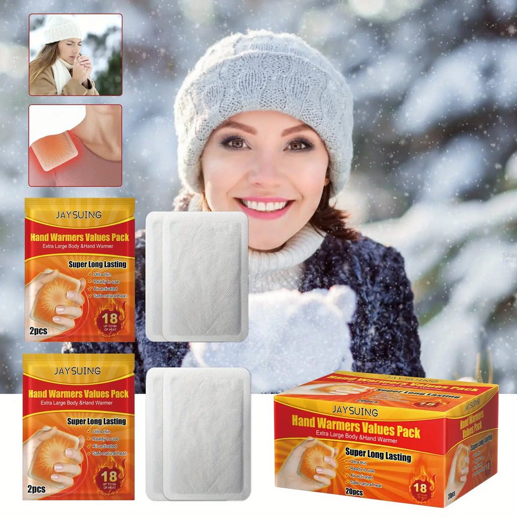 Hand Warmers 20 Pack – 10-Hour Lasting Heat, Odorless Disposable Warmers for Outdoor Activities, Camping, Hunting, Skiing, Travel & Cold Weather Baby Use