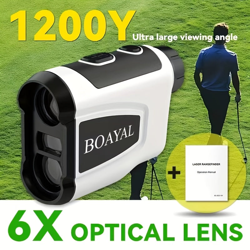 Laser Rangefinder 1200 Yards – 6X Magnification, Slope Switch, Pulse Vibration Target Lock & Trajectory Compensation for Golf & Hunting, Type-C Rechargeable