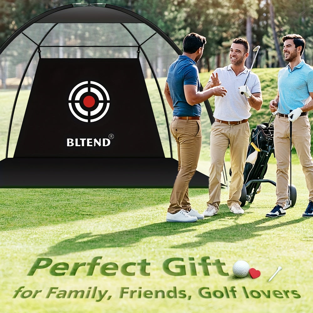 Golf Practice Net with Mat Set 10x7ft – Heavy Duty Backyard Hitting Net with 3-in-1 Turf Mat, Golf Balls & Carry Bag for Indoor & Outdoor Training