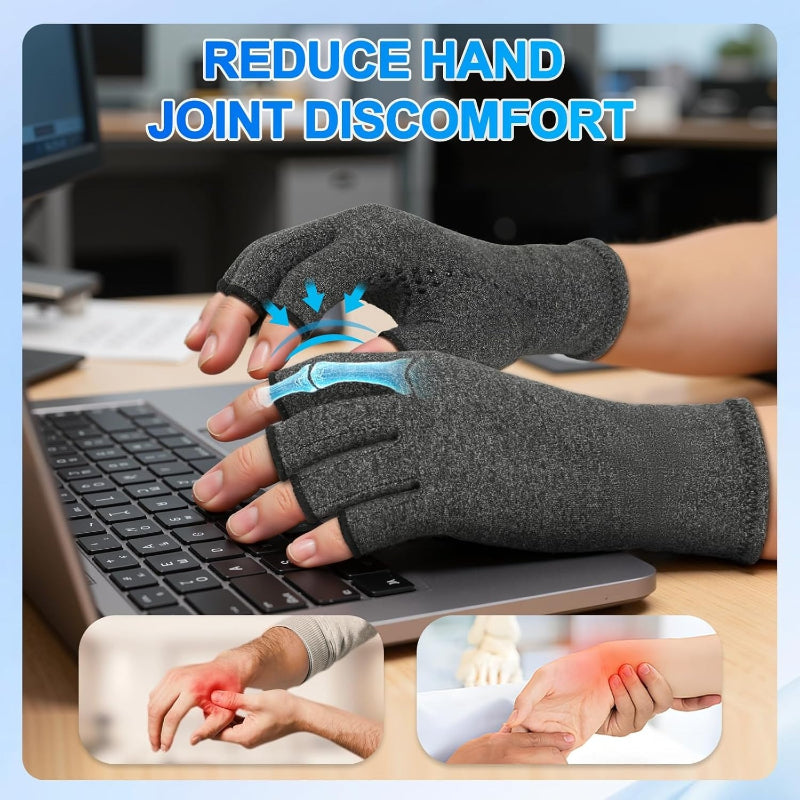 Fingerless Compression Gloves Breathable Non-Slip for Arthritis Joint Pain Relief Typing Gardening Cycling Gym Workout for Men and Women S M L XL Black Grey Purple Coffee