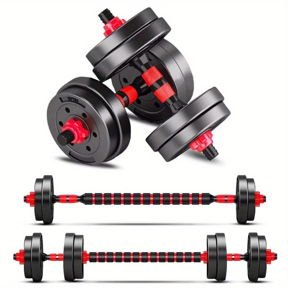 Adjustable Dumbbell Set with Barbell & Bumper Plates for Home Gym Strength Training – 22LB & 44LB Free Weights for Men & Women