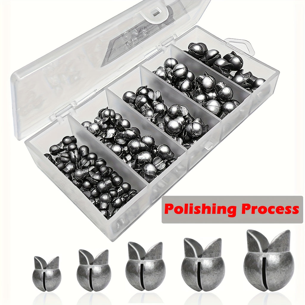 Split Shot Fishing Sinkers 120pcs 5 Sizes – Removable Round Lead Weights for Freshwater & Saltwater Bass Trout Catfish Fishing