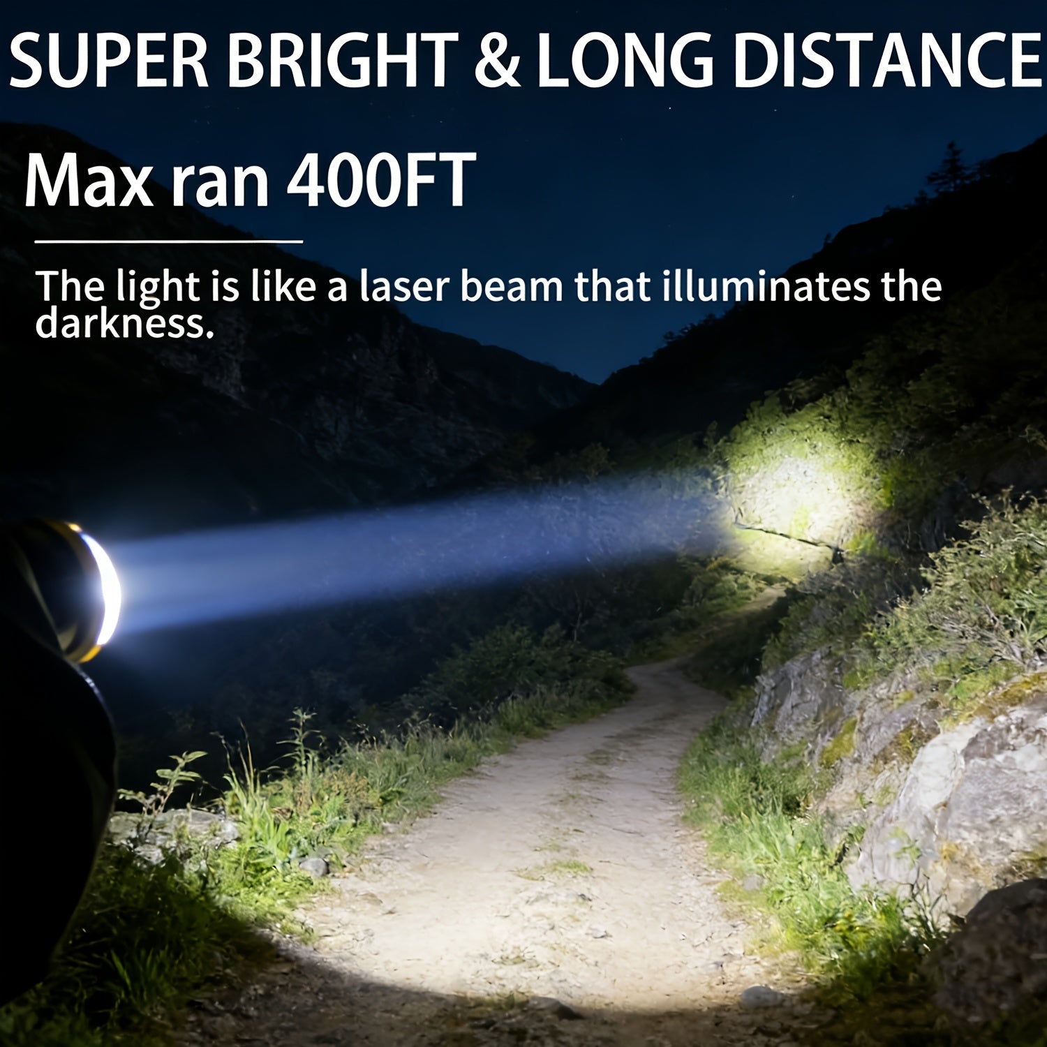 2000 Lumen Rechargeable Flashlight with Zoom – USB Zoomable LED Torch 2400mAh 3 Modes High Power for Camping Fishing Hiking Hunting Emergency Outdoor