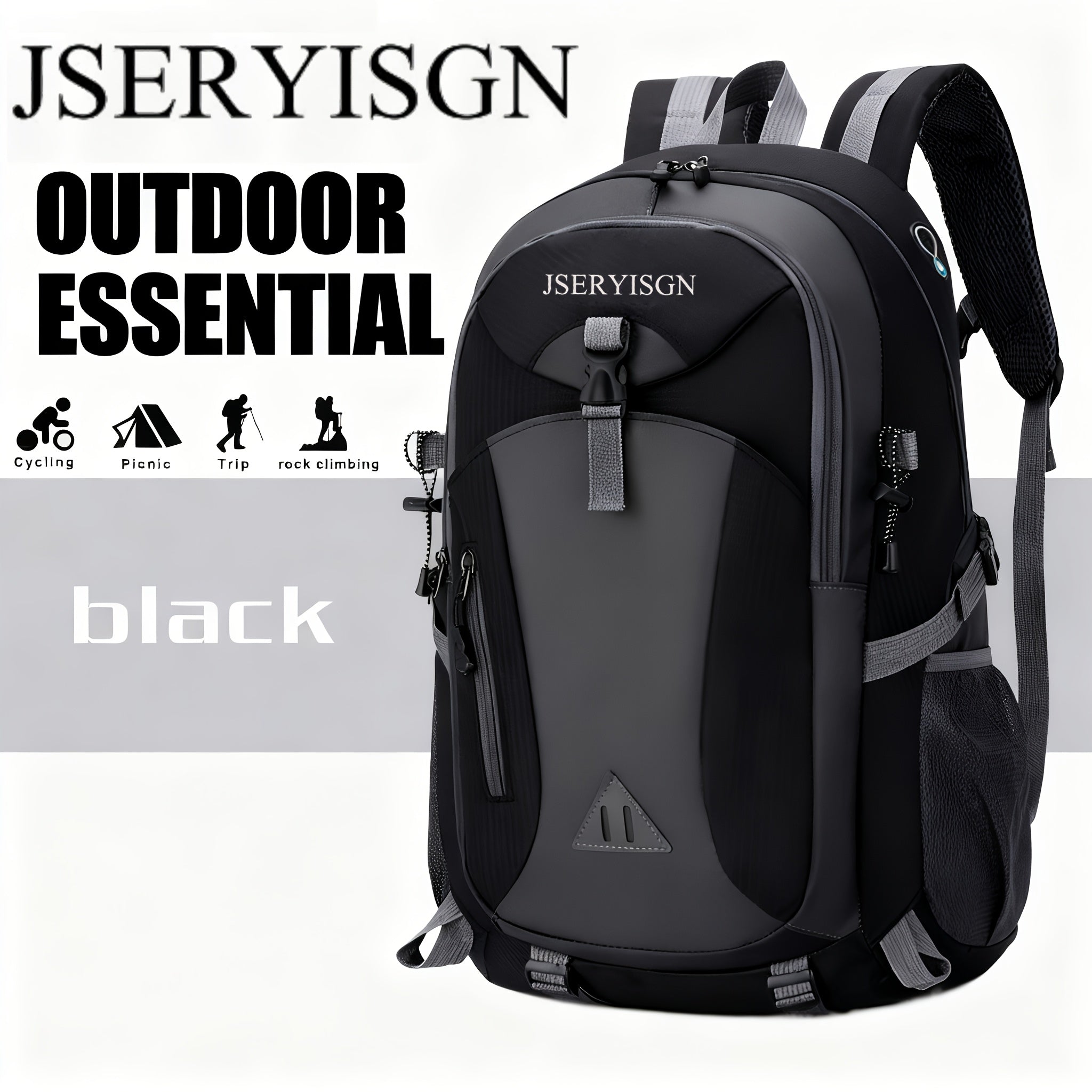 40L Hiking Backpack Lightweight Daypack Rucksack for Men Women with Hip Belt Zipper Closure Large Capacity for Camping Travel Cycling Climbing Outdoor Adventures