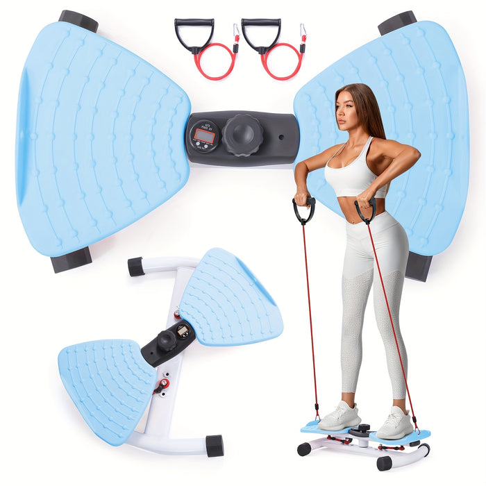 Waist Twisting Board Ab Twister Exercise Machine 360LBS Noiseless Home Gym Digital Display Tracks Time Reps Calories with Figure-8 Resistance Band for Core Workout