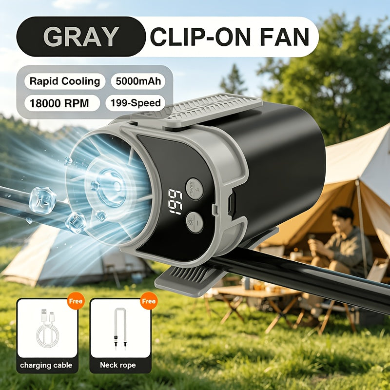 Hands-Free Neck Fan with Flashlight – 18000 RPM Brushless Motor, 199-Speed Adjustable, 5000mAh Battery, Wearable Portable Cooling Fan for Outdoor Work Camping Fishing Hiking, Single & 2-Pack