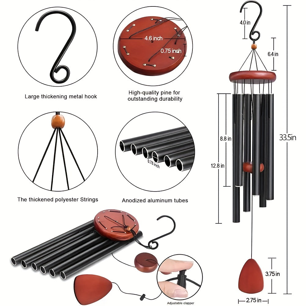 Deep Tone Wind Chime Outdoor Large Metal Tubes Soothing Sound for Garden Patio Porch Home Decor Gift