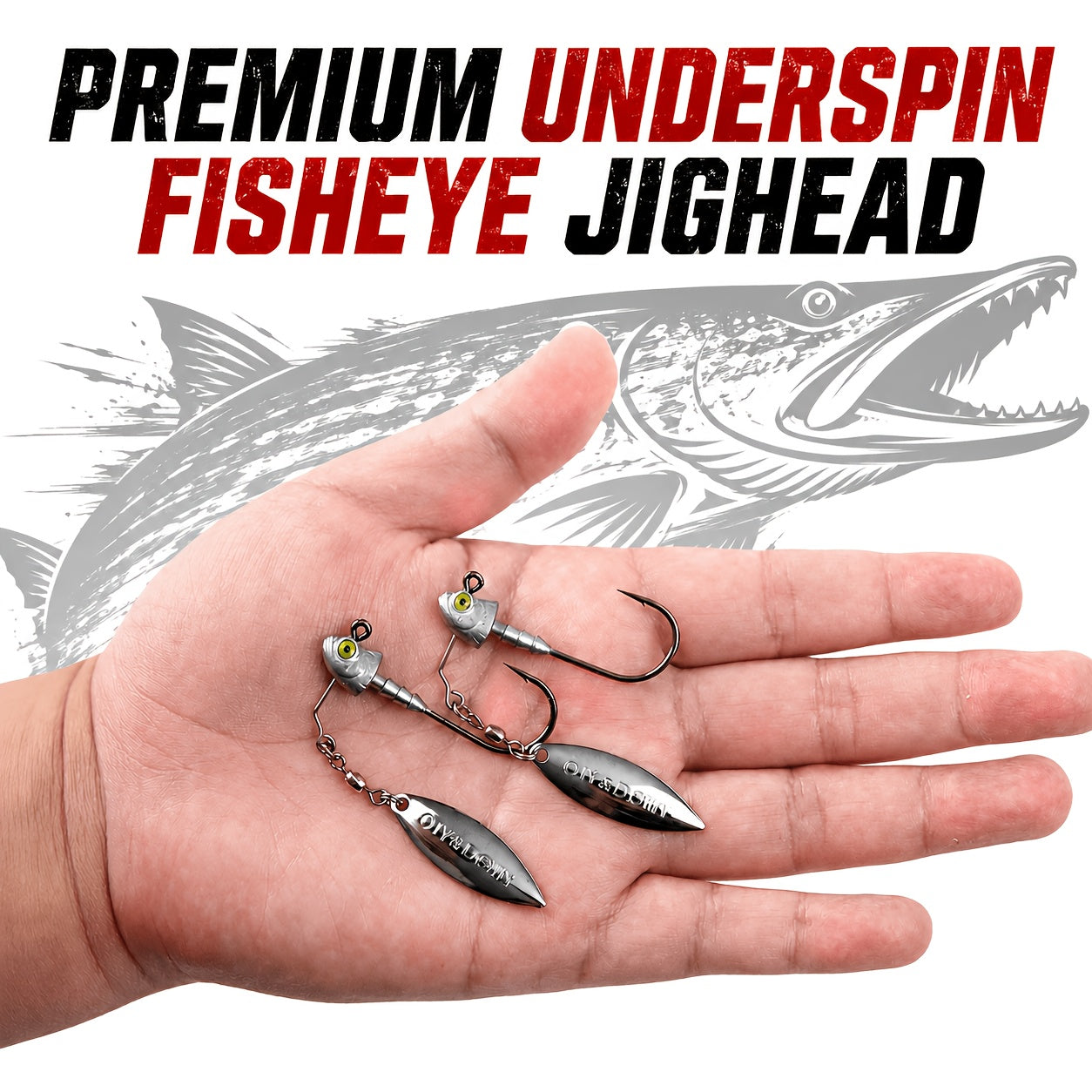 Underspin Jig Heads 6-Pack 100% Brass Blade Never Rust Bass Walleye Saltwater Fishing Lure 3/16oz 1/4oz 3/8oz 1/2oz Silver Swimbait Jig Head Set