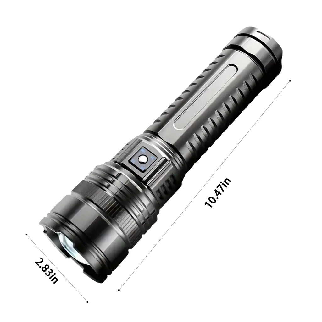Super Bright COB Flashlight USB Rechargeable with Power Bank – 5 Modes Zoomable Handheld Torch, COB Tail Light, Extra-Large for Camping Hiking Emergency Outdoor Adventures