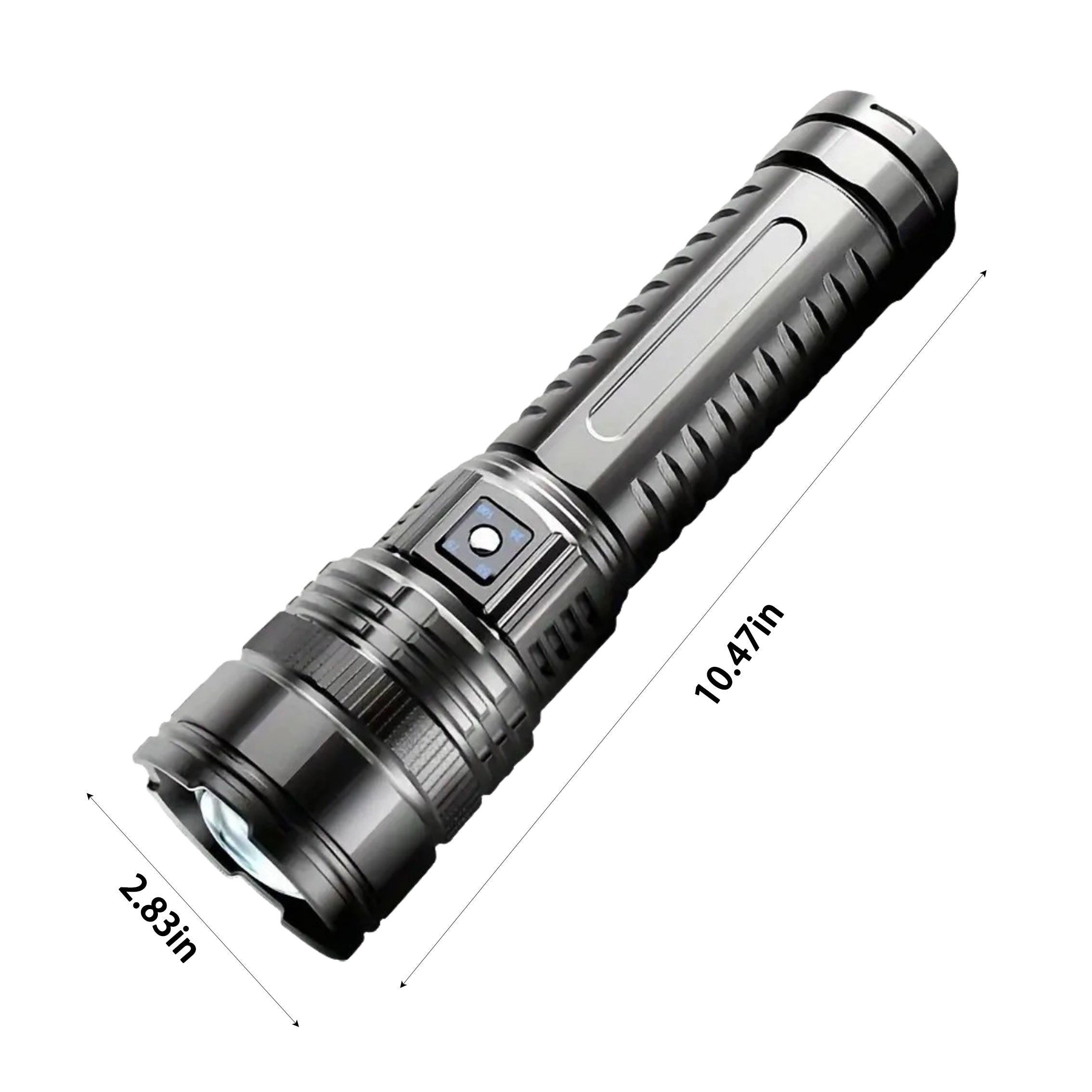 Super Bright COB Flashlight USB Rechargeable with Power Bank – 5 Modes Zoomable Handheld Torch, COB Tail Light, Extra-Large for Camping Hiking Emergency Outdoor Adventures