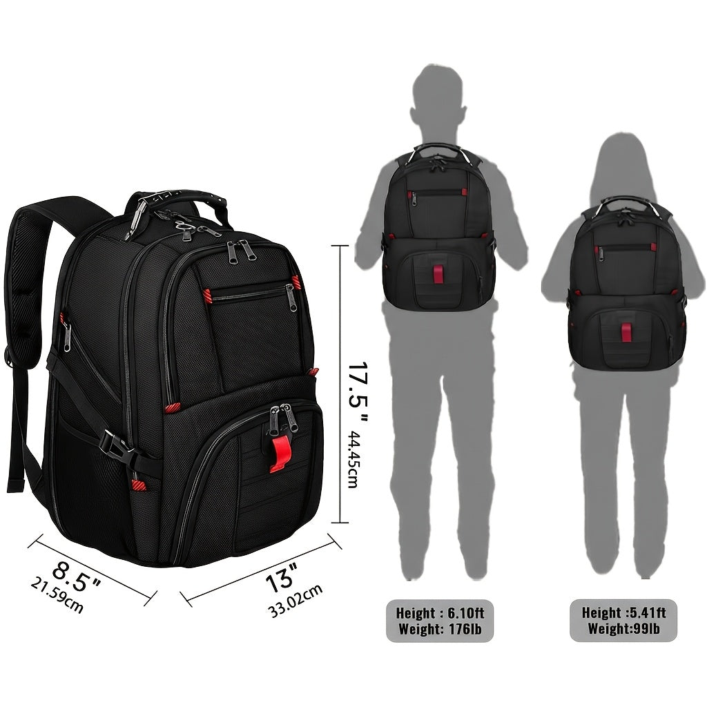 50L Extra Large Travel Backpack Fits 17" Laptop – Airline Approved, 3-Compartment Business & College Backpack for Men & Women, School, Work & Travel