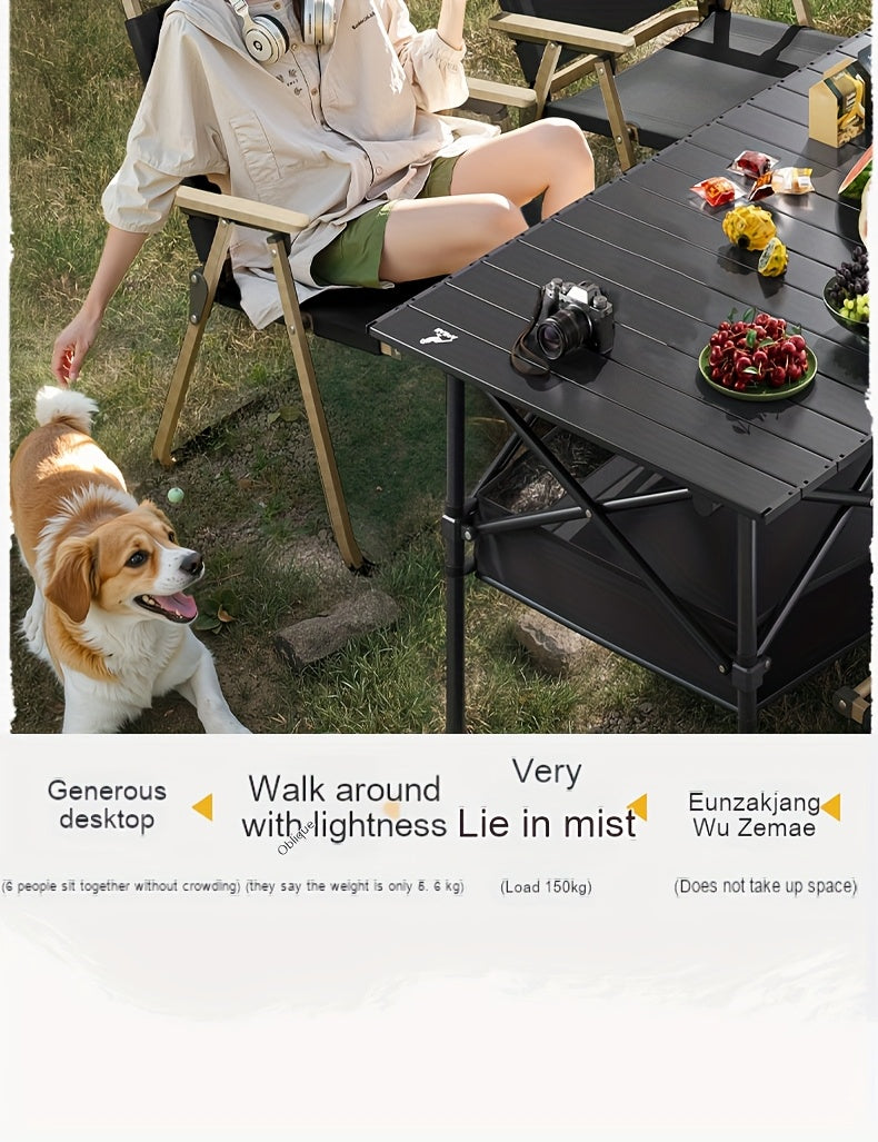 Portable Camping Picnic Table with Carry Bag – Foldable Roll-Up Outdoor Table for Beach, Backyard, Barbecue, Patio & Picnic