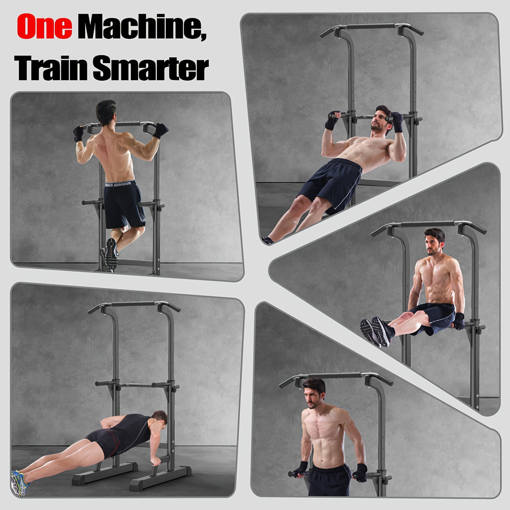 Power Tower Dip Station with Adjustable Height for Home Gym, Multi-Function Pull Up Bar Station for Strength Training, Workout Fitness Station for Dips Push Ups Knee Raises