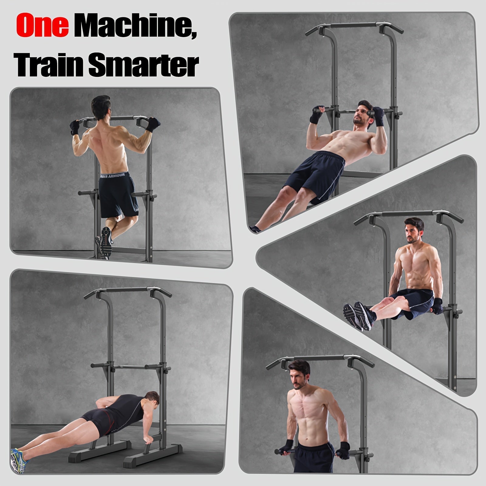 Power Tower Dip Station with Adjustable Height for Home Gym, Multi-Function Pull Up Bar Station for Strength Training, Workout Fitness Station for Dips Push Ups Knee Raises