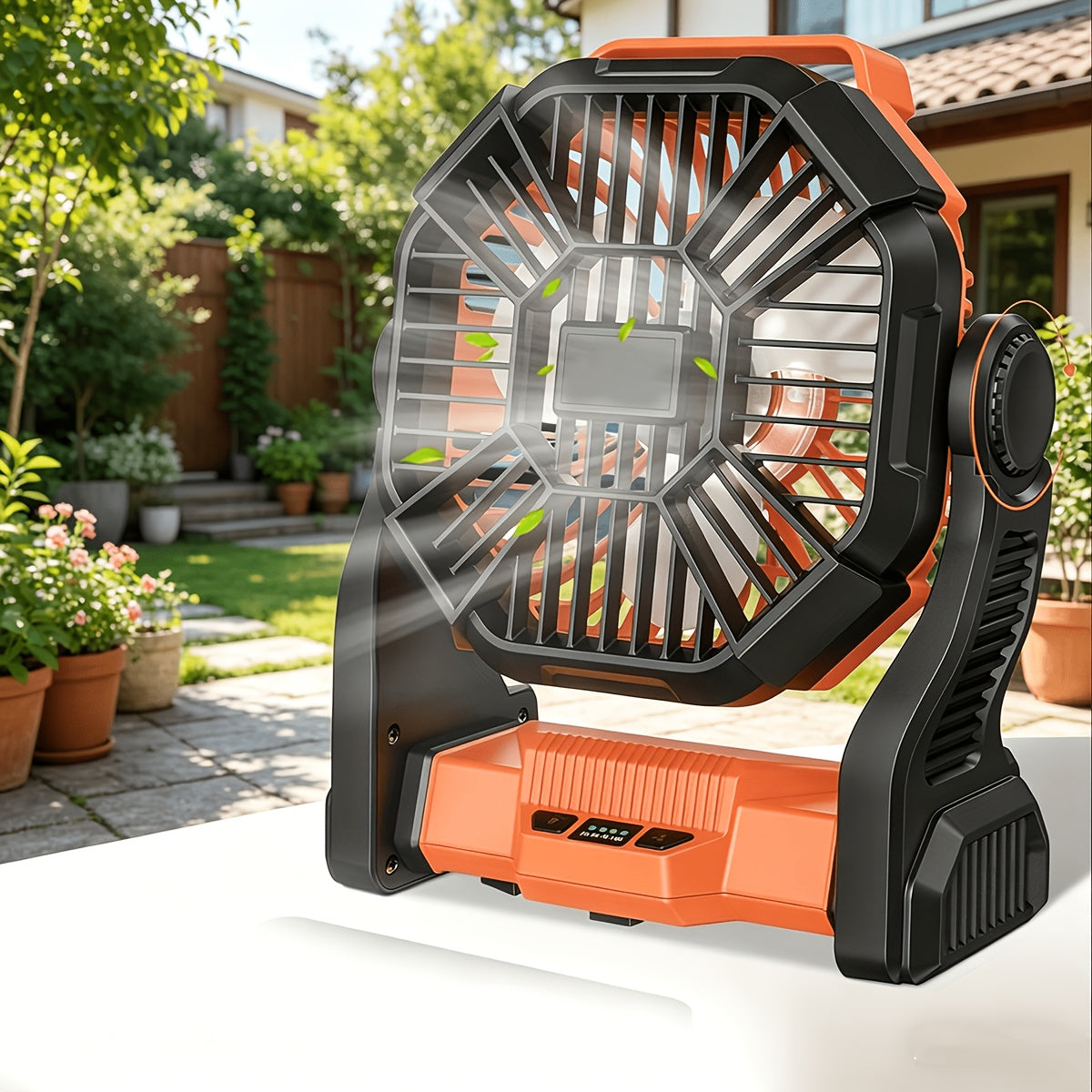 3-in-1 Portable Camping Fan with LED Light & Phone Charger - Rechargeable Battery Tent Fan with Hooks - Desktop Cooling Fan for Camping Patio Travel Sports Events Power Outages