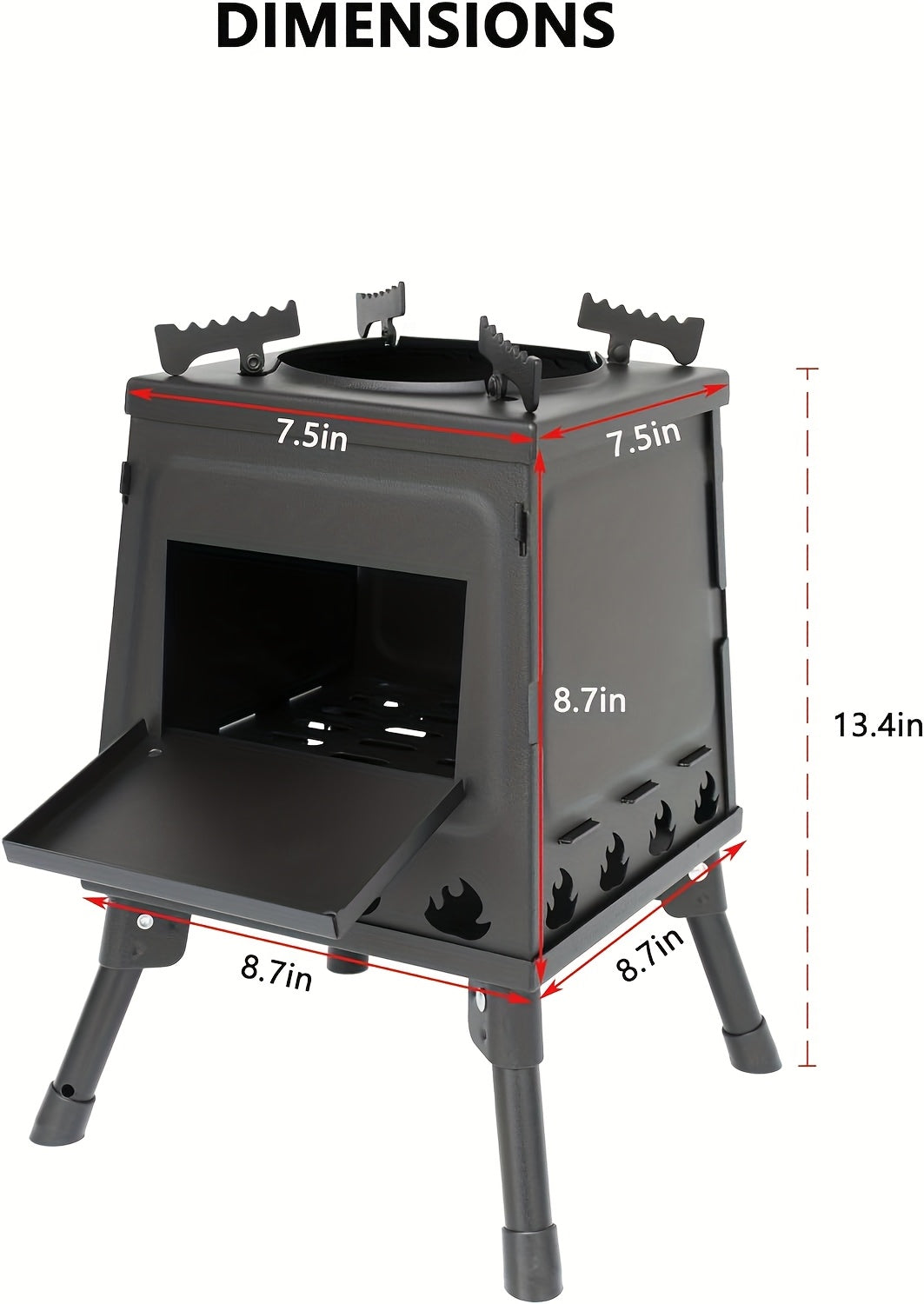 Wood Burning Camp Stove Portable Heavy Duty Outdoor Campfire Stove Sturdy Legs Air Vents Firewood Charcoal for Hiking Backpacking Picnic BBQ Travel