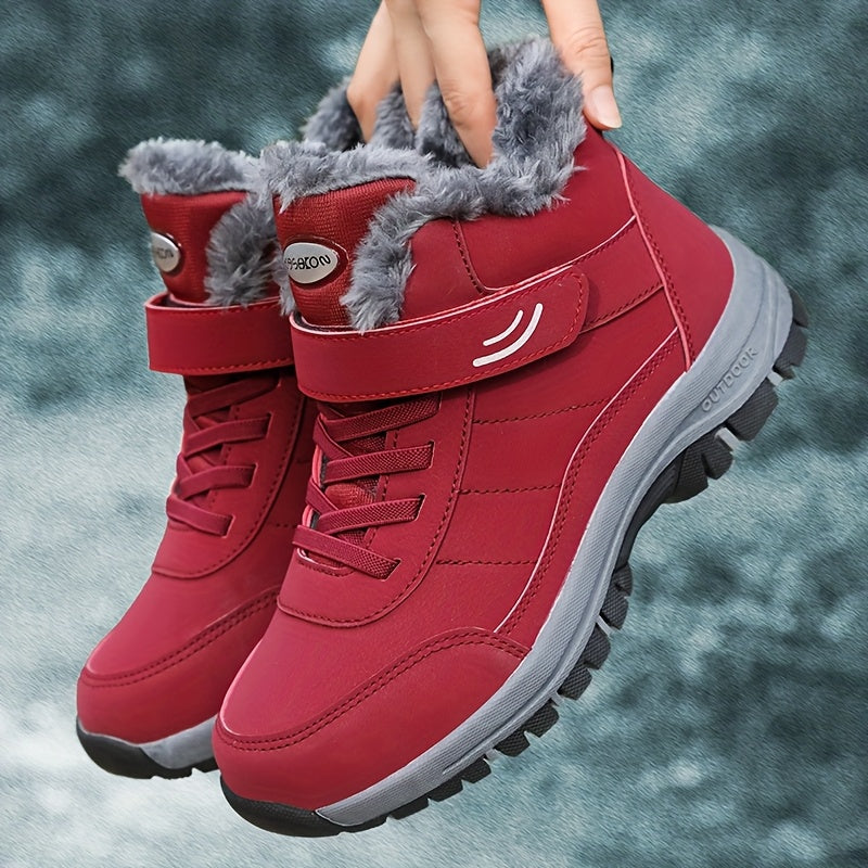Faux Fur Lined Women's Snow Boots – Warm Winter Ankle Booties Non-Slip TPR Sole for Outdoor Walking Travel US 5.5-13.5 (Black, Grey, Red, Apricot)