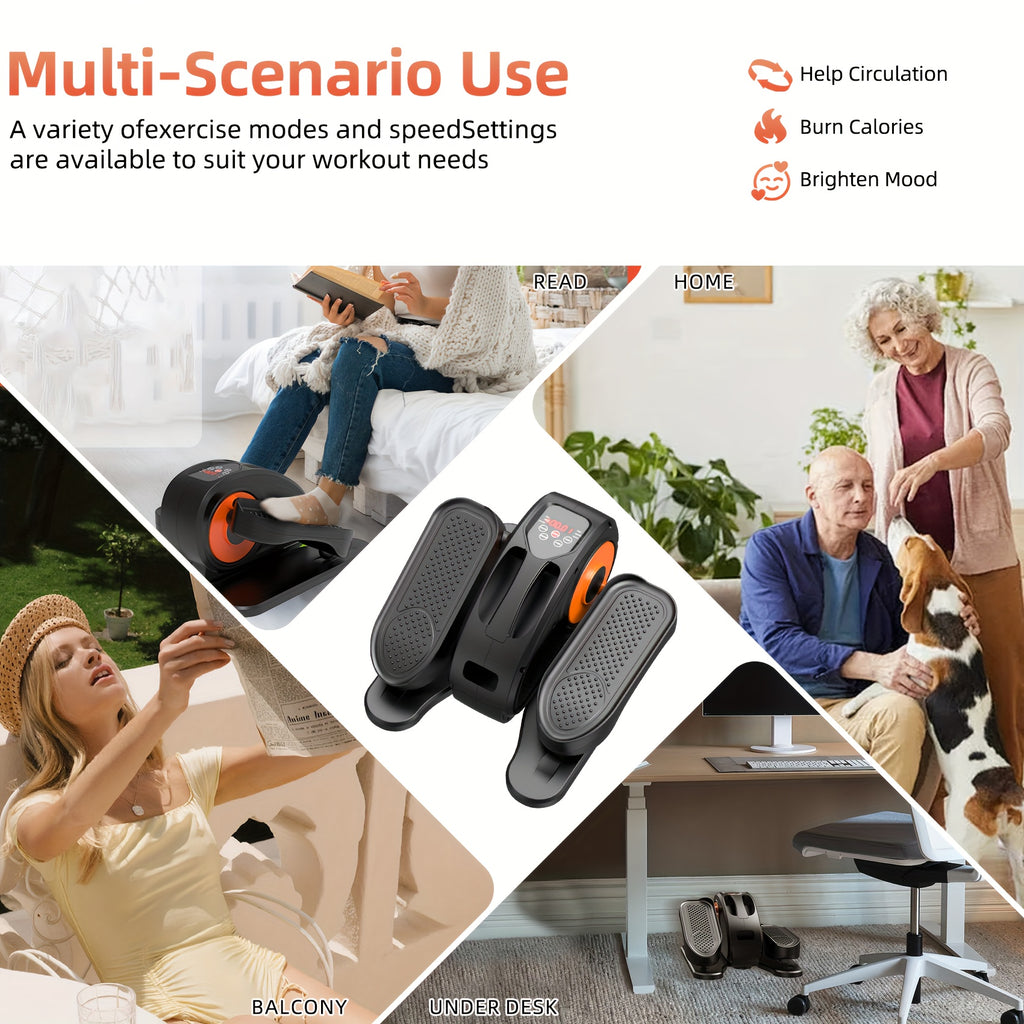 Under Desk Elliptical Machine Fully Assembled, Quiet Portable Seated Pedal Exerciser with Remote Control & 12 Adjustable Speeds for Home Office Workout, Mini Elliptical Foot Pedal Machine