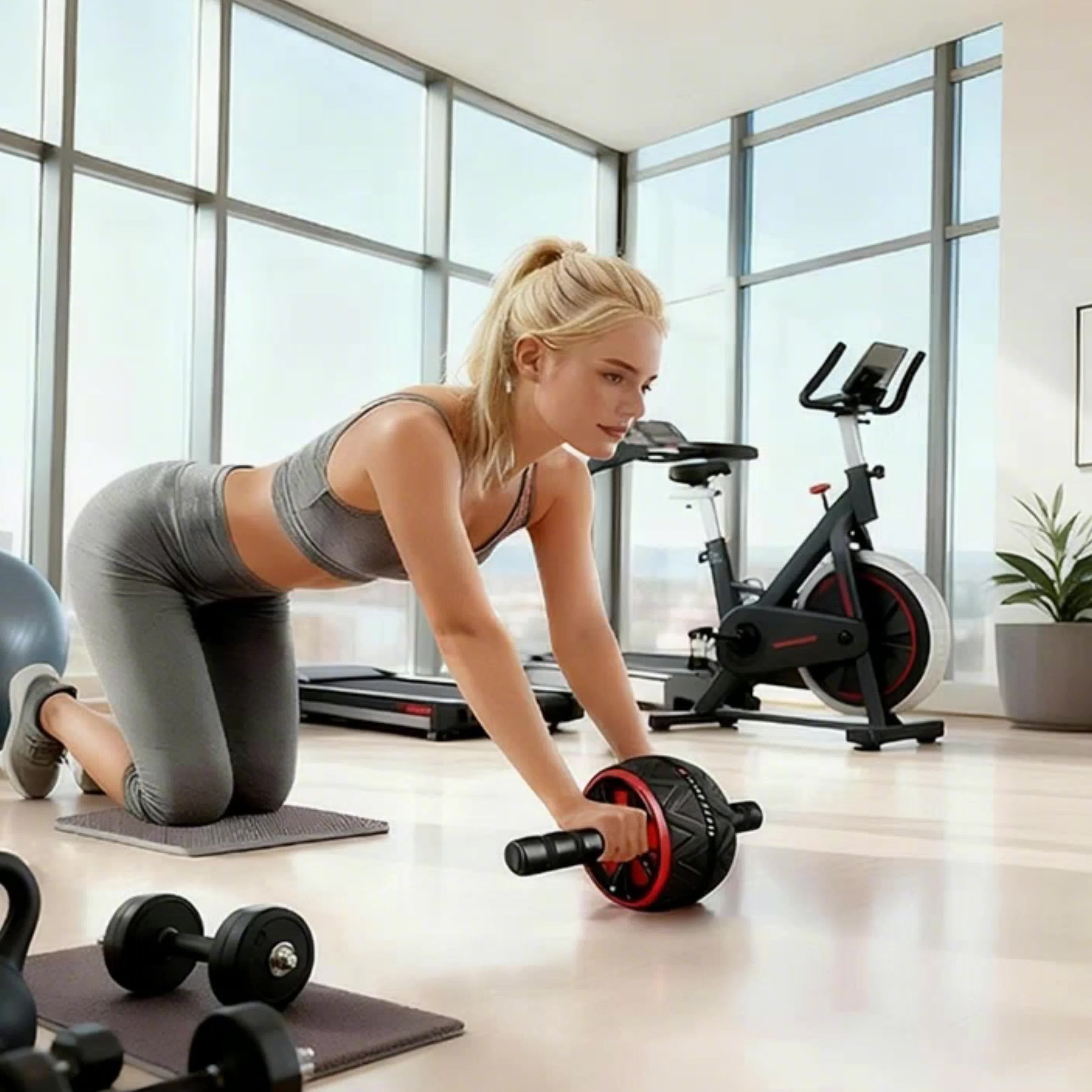 Ab Wheel Roller with Knee Pads Core Strength Training Balance Ab Workout Crunch Machine Home Gym Muscle Toning Arms Abs Fitness Gift